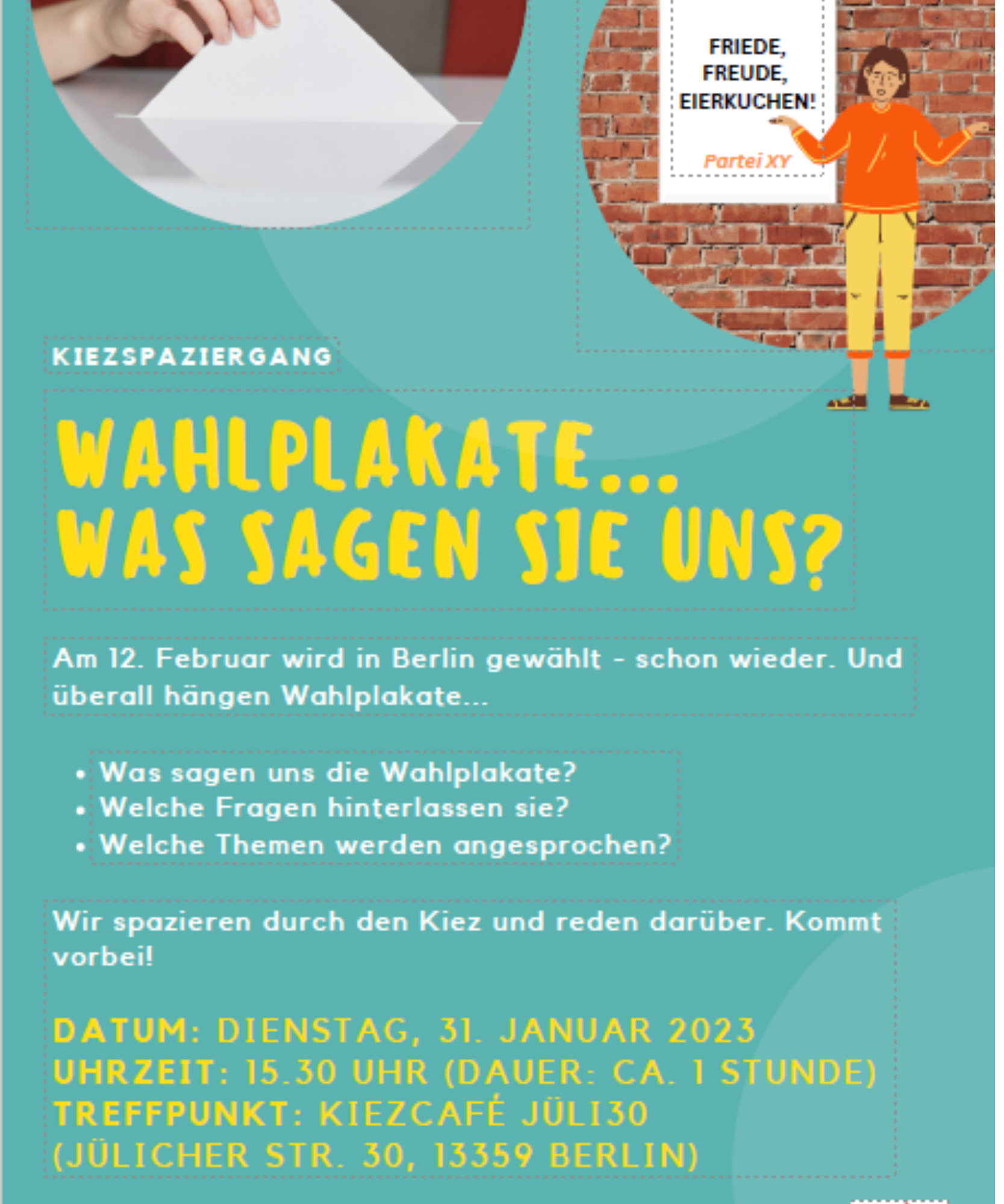 Flyer Kiezspaziergang zu Wahlplakaten