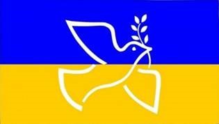 Friedenstaube auf ukrainischer Flagge