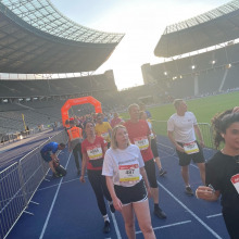 Nach dem Zieleinlauf im Olymiastadion